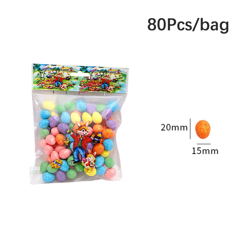 Ovos de pascoa com glitter coloridos e brilhantes, 80 unidades.