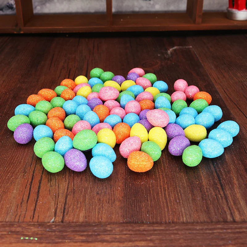 Ovos de pascoa com glitter coloridos e brilhantes, 80 unidades.