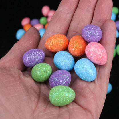 Ovos de pascoa com glitter coloridos e brilhantes, 80 unidades.